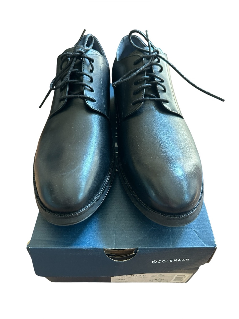 NwB Cole Haan Mens Lewis Grand Plain Toe Oxford C30582 Black Size 10.5 Leather